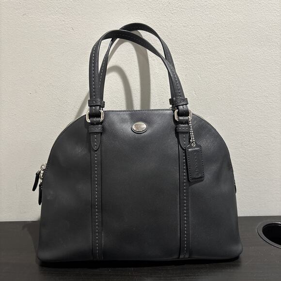 Vintage Coach Peyton Cora Domed Satchel Black F25671 **NO STRAP - Picture 1 of 13